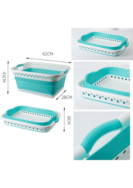 Sammart Katlanır Plastik Çamaşır Sepeti - Oval Küvet/Sepet - Katlanır Saklama Kutusu/Organizatör - Portatif Çamaşır Küveti - Yerden Tasarruflu Çamaşır Sepeti (Açık Mavi) (Yurt Dışından) fırsatları