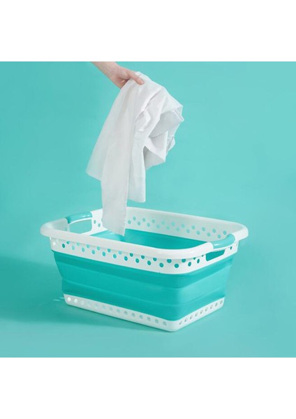 Sammart Katlanır Plastik Çamaşır Sepeti - Oval Küvet/Sepet - Katlanır Saklama Kutusu/Organizatör - Portatif Çamaşır Küveti - Yerden Tasarruflu Çamaşır Sepeti (Açık Mavi) (Yurt Dışından) indirimleri