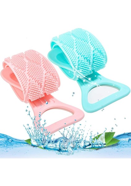 Esinti Silikon Arka Duş Fırçası, 2 Adet Çift Taraflı Silikon Arka Yıkayıcı Silikon Vücut Fırçası Banyo Fırçası Silikon Vücut Masajı (Yurt Dışından)