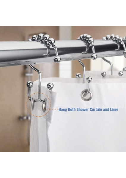 Duş Perdesi Kanca Halkaları, Banyo Duş Çubuğu Perdeleri Için Paslanmaya Dayanıklı Çift Sürgülü Metal Duş Kancaları, 12 Krom Yüzük Seti (Yurt Dışından) fırsatları