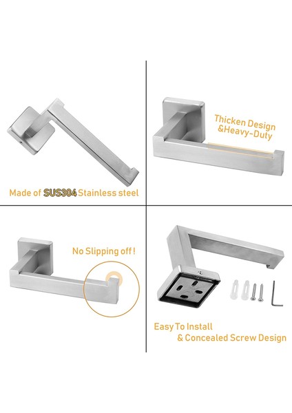 Tuvalet Ve Mutfak Için Fırçalanmış Nikel Tuvalet Kağıdı Tutucusu Duvara Sabitlenmiş Sus304 Paslanmaz Çelik Tuvalet Silindiri Tutucusu Tp Tutucu Kare (Yurt Dışından) modelleri