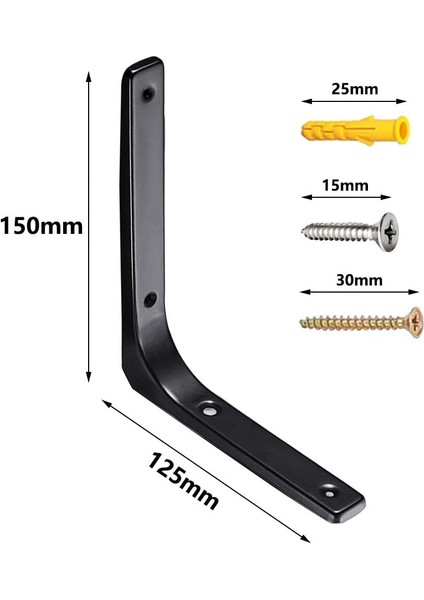 Rayong 4 Adet Raf Aparatı 150mm Raf Aparatı, Duvar Aparatı Siyah Dıy Açık Raflar Için Duvara Montaj Aparatı - - (Yurt Dışından)