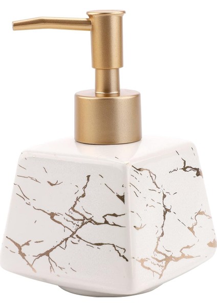 Seramik Pompa Şişesi, Sabunluk Basın Şişesi El Temizleyici Losyon Şişesi Seramik Doldurulabilir Sıvı Dağıtıcı Beyaz (Yurt Dışından)