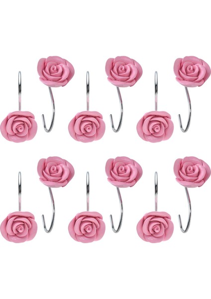 Esinti Duş Perdesi Kancaları, 12 Adet Anti Pas Dekoratif Reçine Kancalar Banyo, Bebek Odası, Yatak Odası, Oturma Odası Dekoru (Pembe Gül) (Yurt Dışından) fiyatları
