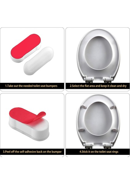 Evrensel Klozet Kapağı Tampon Seti - Bide, Kapakla Kullanım Için 4'Lü Paket Klozet Kapağı Tamponu; Özellik Yapışkan Pedler, Sağlam, Oval (Yurt Dışından)