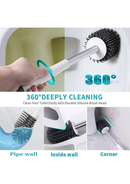 Tuvalet Fırçası Ve Tutucu Yükseltilmiş Silikon Tuvalet Fırçası Tutucu Seti, Ayrıştırılabilir Tuvalet Temizleme Fırçası Ve Banyo Tuvalet Suyu Çekmecesi (Yurt Dışından) fiyatları