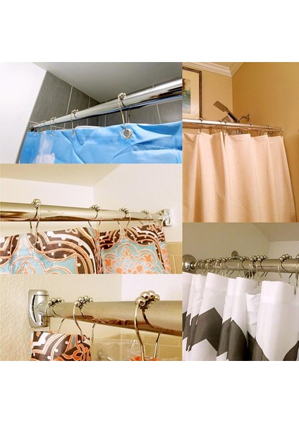 Uigos Banyo Perdesi Halkaları - Paslanmaz Çelik, 12'Li Set, Krom (Yurt Dışından) fırsatları