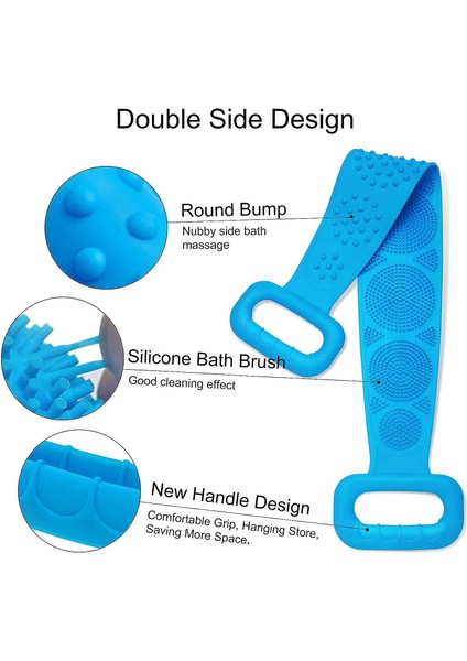 Esinti Silikon Banyo Vücut Fırçası Sırt Scrubber Duş Havlusu Peeling Askısı Uzun El Ovma Kemeri Mavi (Yurt Dışından) modelleri