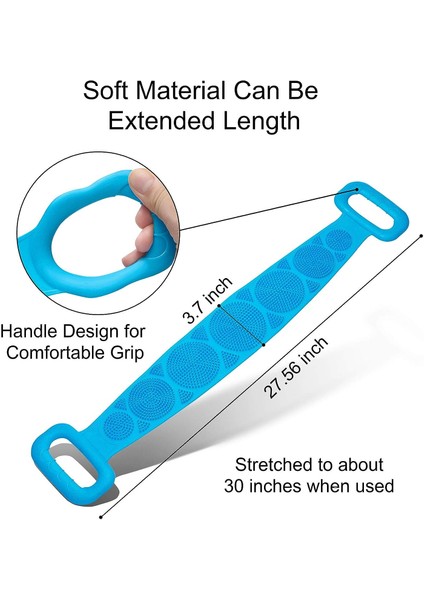 Esinti Silikon Banyo Vücut Fırçası Sırt Scrubber Duş Havlusu Peeling Askısı Uzun El Ovma Kemeri Mavi (Yurt Dışından) fırsatları