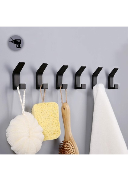 6 Parça Kendinden Yapışkanlı Kanca, Banyo Çift Havlu Kancası, Mutfak, Banyo, Ofis, Dolap Için Kendinden Yapışkanlı Duvara Montaj, Alüminyum, Siyah … … (Yurt Dışından)
