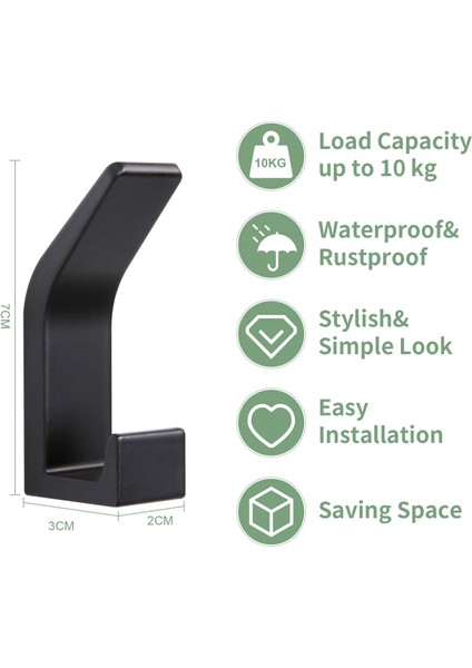 6 Parça Kendinden Yapışkanlı Kanca, Banyo Çift Havlu Kancası, Mutfak, Banyo, Ofis, Dolap Için Kendinden Yapışkanlı Duvara Montaj, Alüminyum, Siyah … … (Yurt Dışından) indirimleri