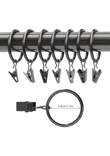Perde Klipsi 38mm, Perde Klipsi, 36 Parça Klipsli Perde Halkası, Demirden Yapılmış, Klipsli, Güçlü Ve Dayanıklı, Perdeler Için, Duş Perdeleri, Kolye Uçları, Fotoğraflar (Siyah) (Yurt Dışından) indirimleri