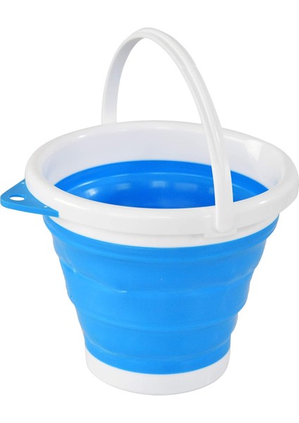 Home-X Katlanır Kova, Temizlik Için Taşınabilir Kova, Dış Mekan Veya Iç Mekan Kullanımı Için Plastik Kova, 10" D X 8 ½" Y, 1,3 Galon Kapasite, Mavi/Beyaz (Yurt Dışından)