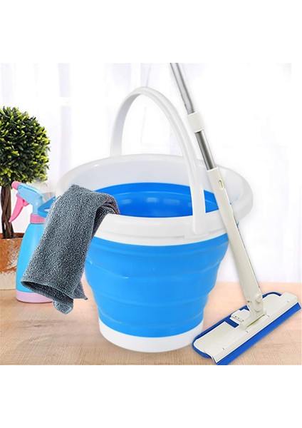 Home-X Katlanır Kova, Temizlik Için Taşınabilir Kova, Dış Mekan Veya Iç Mekan Kullanımı Için Plastik Kova, 10" D X 8 ½" Y, 1,3 Galon Kapasite, Mavi/Beyaz (Yurt Dışından) modelleri