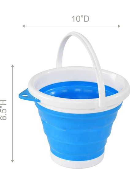 Home-X Katlanır Kova, Temizlik Için Taşınabilir Kova, Dış Mekan Veya Iç Mekan Kullanımı Için Plastik Kova, 10" D X 8 ½" Y, 1,3 Galon Kapasite, Mavi/Beyaz (Yurt Dışından) fırsatları