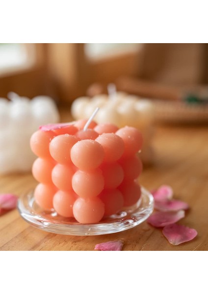 Bubble Mum - Küp Kokulu Mumlar - Danimarka Pastel El Yapımı Estetik Mum - Ev Dekoru Için Dekoratif Mumlar - Gül Mum - Soya Mumu Dekoru (Yurt Dışından) modelleri