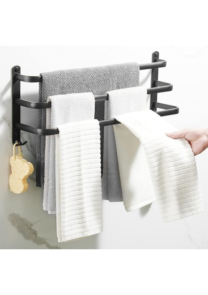 Banyo Duvara Monte Havlu Barı, Mat Siyah Yapışkanlı Havlu Askısı, Oksidasyon Önleyici, Deliksiz Alüminyum Alaşımlı Havlu Askısı (Üç Bar) (Yurt Dışından) modelleri