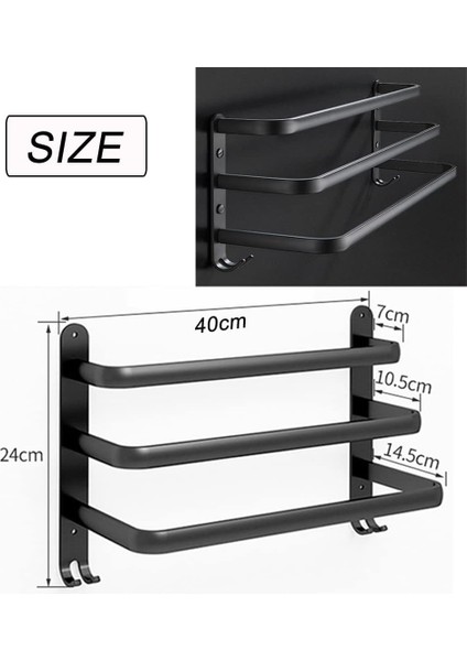 Banyo Duvara Monte Havlu Barı, Mat Siyah Yapışkanlı Havlu Askısı, Oksidasyon Önleyici, Deliksiz Alüminyum Alaşımlı Havlu Askısı (Üç Bar) (Yurt Dışından) fırsatları