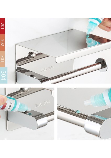 Porte-Papier Toilette Mural Avec Etagère, Acier Inoxydable Auto-Ddhésif Porte Rouleau Papier, Wc Porte Papier Avec Plateforme De Rangement For Wc Banyo Mutfak (Yurt Dışından) fırsatları