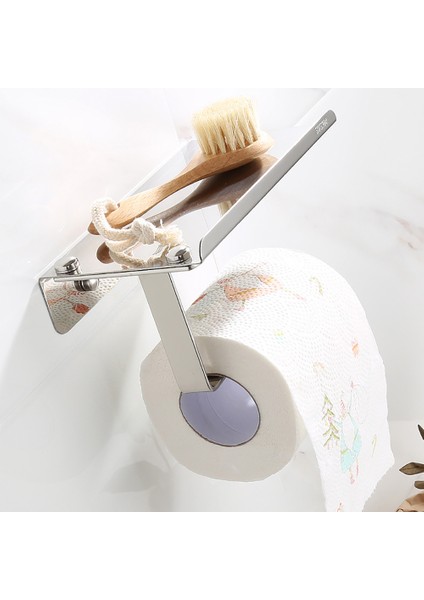 Porte-Papier Toilette Mural Avec Etagère, Acier Inoxydable Auto-Ddhésif Porte Rouleau Papier, Wc Porte Papier Avec Plateforme De Rangement For Wc Banyo Mutfak (Yurt Dışından) indirimleri