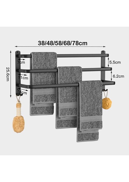 Banyo Havluluk, Duş Ve Mutfak Için Siyah Yapışkanlı Duvara Monte Havluluk, Su Geçirmez Kancalı Havluluk (Siyah, 60cm.) (Yurt Dışından) fiyatları
