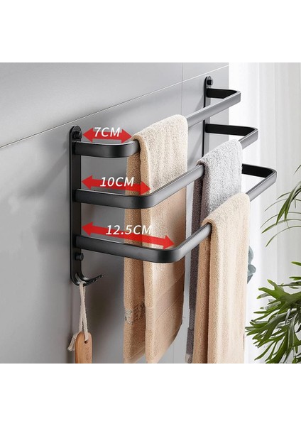 Banyo Havluluk, Duş Ve Mutfak Için Siyah Yapışkanlı Duvara Monte Havluluk, Su Geçirmez Kancalı Havluluk (Siyah, 60cm.) (Yurt Dışından) modelleri