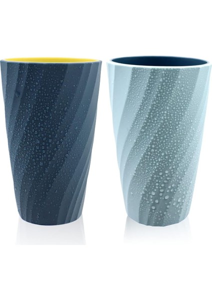 2'Li Paket Kırılmaz, Yumuşak Ve Dayanıklı Banyo Diş Fırçası Bardakları (Açık Mavi Ve Lacivert) (Yurt Dışından)