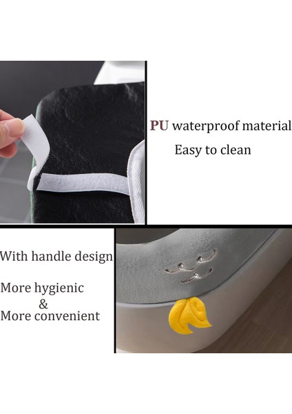 2pcs Banyo Klozet Kapağı, Sevimli Yumuşak Kalın Isıtıcı Yıkanabilir Kumaş Klozet Kapağı Pedleri Velcro İle (Yurt Dışından) modelleri