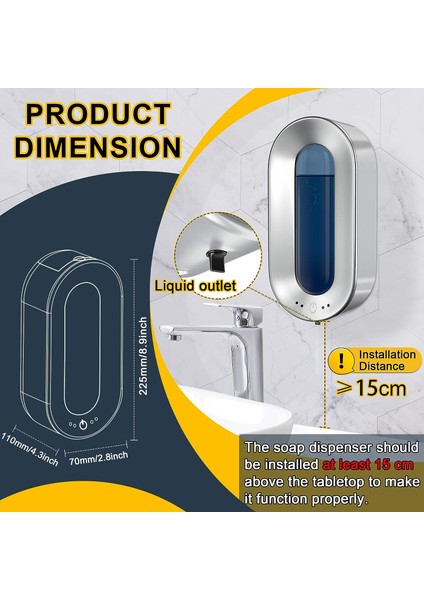 Otomatik Sabunluk 700ml Sensörlü Duvara Monte Dezenfektan Dispenseri (Yurt Dışından) fiyatları