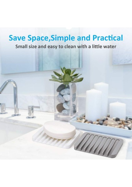 2 Parça Gri Sabunluk, Yüksek Kaliteli Silikon Bambu Sabunluk, Kendi Kendine Boşalan Sabunluk (Yurt Dışından) fiyatları