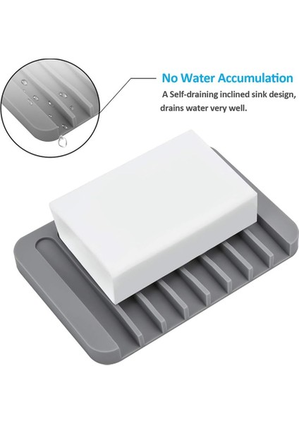 2 Parça Gri Sabunluk, Yüksek Kaliteli Silikon Bambu Sabunluk, Kendi Kendine Boşalan Sabunluk (Yurt Dışından) indirimleri