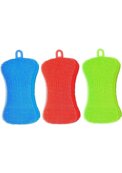 Silikon Sünger, Gıda Sınıfı Silikon Scrubbers Scrubber Fırçası Çok Yönlü Mutfak Bulaşık Fırçası Bulaşık, Tencere, Bot, Kase, Sebze, Meyve, Tava Için Silikon Sünger - 3 Parça (Yurt Dışından)