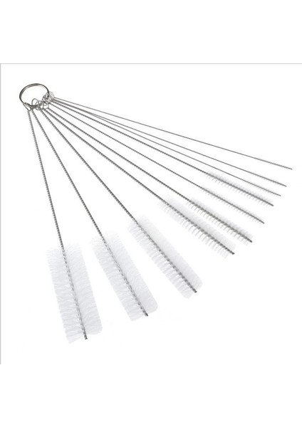 10'Lu Paket Fırça Çok Fonksiyonlu Temizleme Araçları Içecek Pipetleri Temizleme Fırçası, Beyaz (Yurt Dışından)
