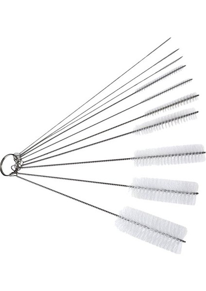 10'Lu Paket Fırça Çok Fonksiyonlu Temizleme Araçları Içecek Pipetleri Temizleme Fırçası, Beyaz (Yurt Dışından)