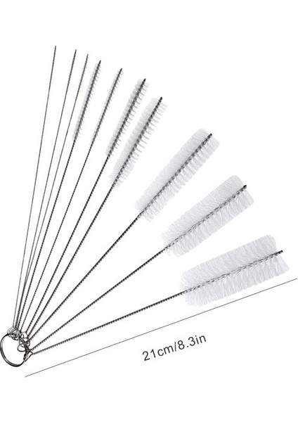 10'Lu Paket Fırça Çok Fonksiyonlu Temizleme Araçları Içecek Pipetleri Temizleme Fırçası, Beyaz (Yurt Dışından)