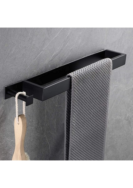 Kendinden Yapışkanlı Kancalı Esinti Havlu Askısı Sondaj Yok Banyo Veya Mutfak Için Elbise Askısı Siyah Paslanmaz Çelik 40 Cm (Yurt Dışından)
