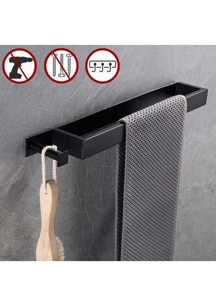 Kendinden Yapışkanlı Kancalı Esinti Havlu Askısı Sondaj Yok Banyo Veya Mutfak Için Elbise Askısı Siyah Paslanmaz Çelik 40 Cm (Yurt Dışından) modelleri