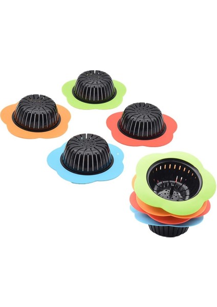 4'Lü Paket Silikon Mutfak Lavabo Süzgeci, Drenaj Süzgeçleri, Büyük Geniş Taraf 4,5" Çap (4,5" Çap, 4 Renk) (Yurt Dışından) modelleri