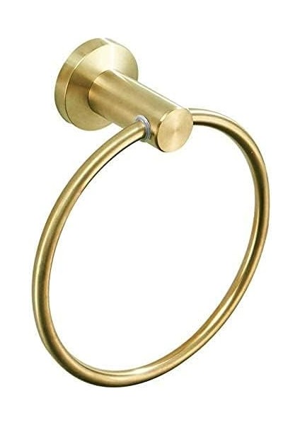 Havlu Halkası Duvara Monte Yuvarlak 304 Paslanmaz Çelik Altın Havlu Tutucu Banyo Veya Mutfak Duş Banyo Aksesuarı 16 Cm (Yurt Dışından)