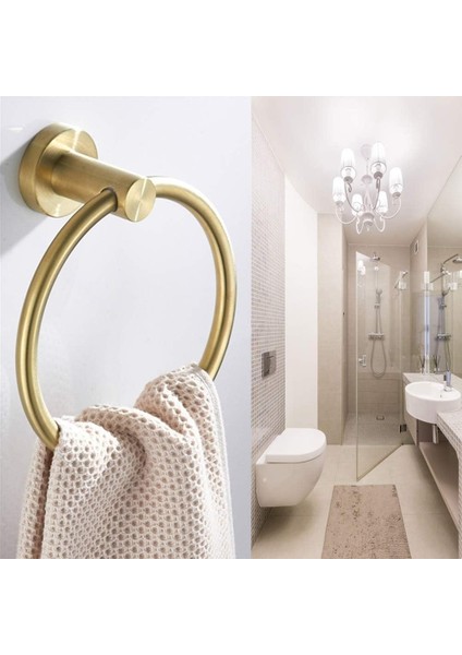 Havlu Halkası Duvara Monte Yuvarlak 304 Paslanmaz Çelik Altın Havlu Tutucu Banyo Veya Mutfak Duş Banyo Aksesuarı 16 Cm (Yurt Dışından) fiyatları