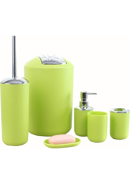 Modern Tasarım 6 Parça Banyo Aksesuar Seti Losyon Şişesi, Diş Fırçalığı, Diş Kabı, Sabunluk, Tuvalet Fırçası, Çöp Kutusu, Gri (Yurt Dışından)