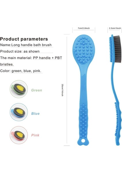 Uzun Saplı Banyo Fırçası - Yumuşak Ve Rahat Vücut Masaj Fırçası, Sırtı Her Yöne Temizleyebilir (Mavi) (Yurt Dışından) modelleri