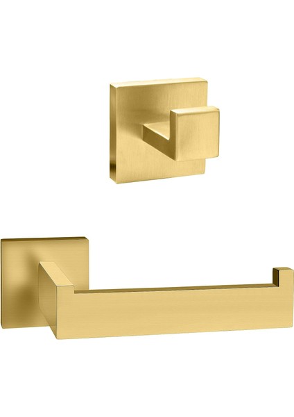 Kağıt Porte-Peçete Grubu Esinti Banyo - Carré - Banyo Aksesuarları - Or Brossé (Yurt Dışından)