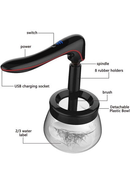 Elektrikli Makyaj Fırçası Temizleyici Ve Kurutucu, Usb Şarjı 3 Mod Süper (Yurt Dışından)