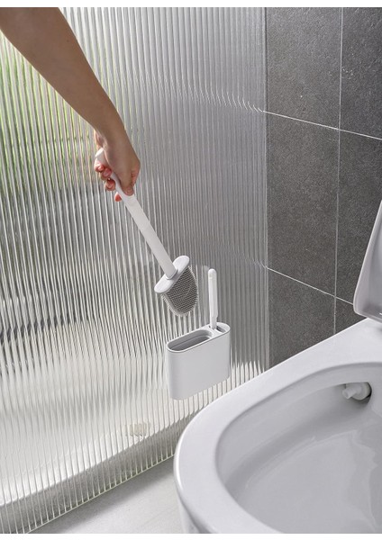 Tuvalet Fırçası Ve Tutucusu, Antiyel Silikon Tuvalet Fırçası Ve Küçük Fırçalar, Su Filtresi Tabanlı Ve Çabuk Kuruyan, Banyo Aksesuarları, Beyaz (Yurt Dışından)