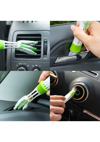 Araba Havalandırma Için Breeze Mini Duster, 3'Lü Otomotiv Klima Temizleyici Ve Fırça Seti, Klavye Pencere Yaprakları Panjur Panjur Için Toz Toplayıcı Temizleme Bezi Aracı (Yurt Dışından)