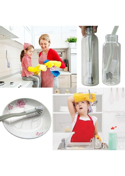 Esinti Bulaşık Fırçası Mutfak Temizleme Fırçası Şişesi Banyo Ovma Fırçaları Lavabo Ev Tencere Tava Kenar Köşeleri Fayans Çizgileri Sert Kıllı Fırça (Yurt Dışından)