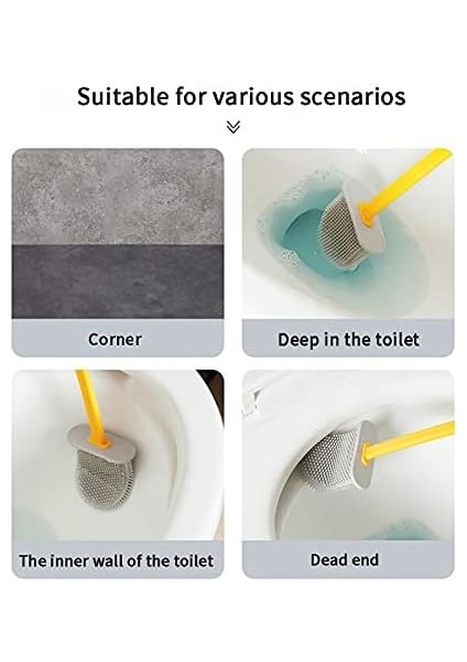 Silikon Klozet Fırçası, Tutuculu, Banyo Derin Temizleme Kasesi - Derin Temizleme Fırçası - Mavi (Yurt Dışından)