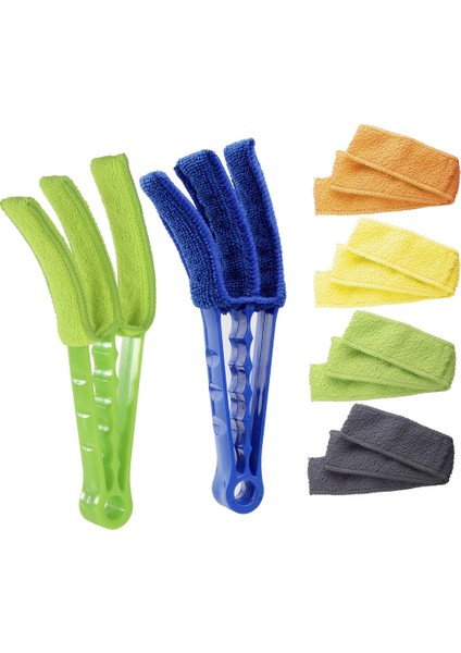 Pencere Kör Temizleyici Silgi Fırça Seti 2'Li Paket Mikrofiber Kollu Fırça - Pencere Panjurları Için Kör Temizleme Araçları Klima Jaluzi Tozu (Yurt Dışından)