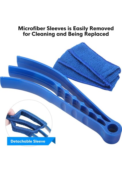 Pencere Kör Temizleyici Silgi Fırça Seti 2'Li Paket Mikrofiber Kollu Fırça - Pencere Panjurları Için Kör Temizleme Araçları Klima Jaluzi Tozu (Yurt Dışından)